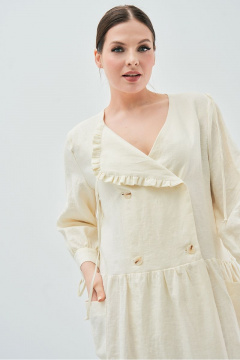 Романтичное платье из льна с V-образной верхней частью и накладными карманами Art Ribbon M3648P - фото 4