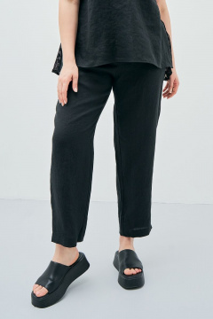 Брюки укороченные из льна с карманами и застежкой на тесьму Art Ribbon M3814B_2 - фото 1