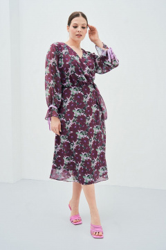 Яркое платье из шелка с рукавами-завязками и V-образным вырезом Art Ribbon M3874P - фото 1