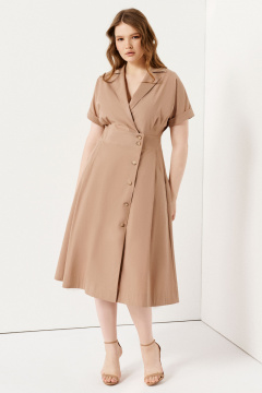 Платье из текстиля и хлопка с глубоким V-образным вырезом Панда 142180w бежевый - фото 1
