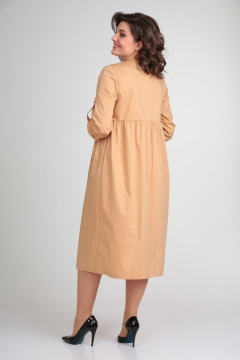 Повседневное платье из хлопка с накладными карманами Michel chic 2120 бежевый - фото 5