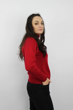 Демисезонный вязаный свитер с регланом и высоким воротником Полесье С3433-17 7С1582-Д43 158,164 вишневый_ликер - фото 2