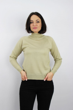Свитер прямой крой из трикотажа с высоким воротником Полесье С3433-17 7С1582-Д43 158,164 льняной - фото 1