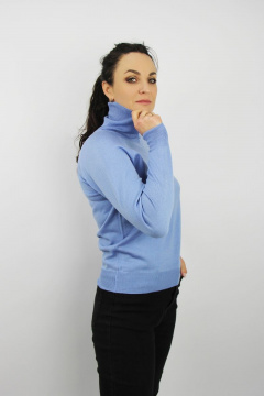 Демисезонный вязаный свитер прямого силуэта с высоким воротником Полесье С3433-17 7С1582-Д43 158,164 темная_пролеска - фото 2