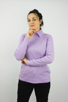 Демисезонный вязаный свитер с разрезом и воротником Полесье С3703-22 2С5275-Д43 170,176 лиловый - фото 1