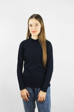 джемпер прямого силуэта из хлопка с разрезом на воротнике Полесье С9805-22 2С5261-Д43 146 т.синий - фото 1