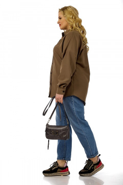 Блуза-рубашка из хлопка с накладным карманом Michel chic 769 коричневый - фото 4