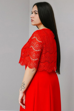 Демисезонное платье из кружева и шифона с кофточкой MadameRita 5108 красный - фото 4