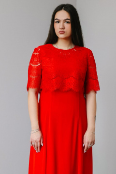 Демисезонное платье из кружева и шифона с кофточкой MadameRita 5108 красный - фото 2