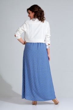 Платье и жакет летний повседневный стиль из текстиля Liona Style 589 синий-горох - фото 2