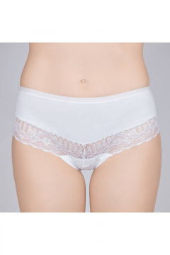 Трусы-слит из полотна и кружева с высокой посадкой Verally 1166-1 белый - фото 1