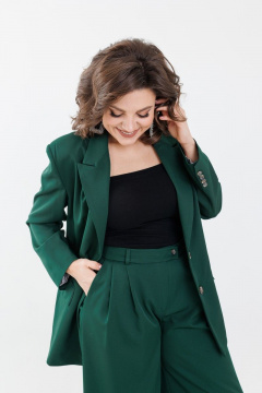 Брюки и жакет костюм архитектурного кроя палаццо Anelli 1190 зеленый - фото 2