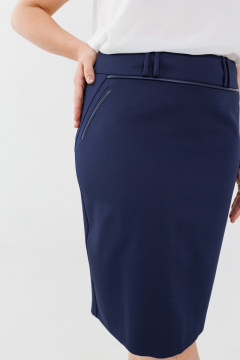 Юбка-карандаш до колена с карманами и шлицей сбоку Anelli 1313 синий - фото 3