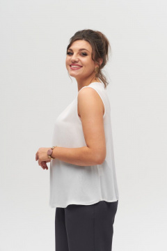 Летний шифонового топ с разрезом, свободный силуэт, уютный образ Anelli 303 белый - фото 2