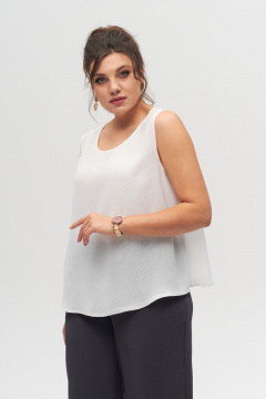 Летний шифонового топ с разрезом, свободный силуэт, уютный образ Anelli 303 белый - фото 1
