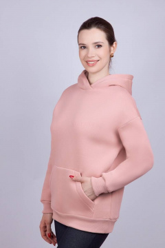 Круглогодичный худи из трикотажа с капюшоном и хлопком Verally 486-1 пудра - фото 3