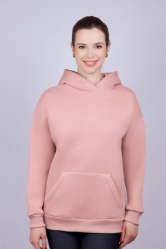 Круглогодичный худи из трикотажа с капюшоном и хлопком Verally 486-1 пудра - фото 1
