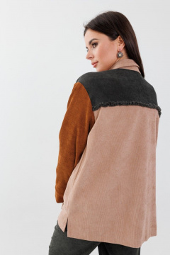 Рубашка в стиле пэчворк с кокетками и бахромой Anelli 1303 мох - фото 4