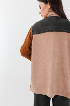 Рубашка в стиле пэчворк с кокетками и бахромой Anelli 1303 мох - фото 2