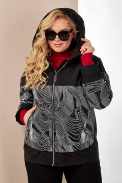 Куртка демисезонная прямая с рисунком и капюшоном Shetti 2117 черный - фото 5