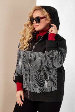 Куртка демисезонная прямая с рисунком и капюшоном Shetti 2117 черный - фото 3