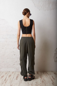 Зелёные брюки из текстиля для ежедневного стиля DAVYDOV 6238 - фото 4