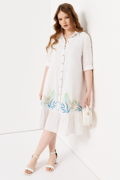Летнее хлопковое платье из текстиля с длинной юбкой Панда 139683w белый - фото 2
