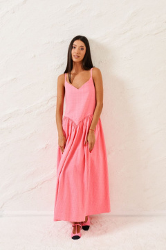 Розовый сарафан с регулируемыми бретелями и свободным низом ANNETE A3331 - фото 4