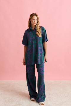 Брюки и рубашка летний трикотаж плавные линии свободный крой ANNETE A4118 - фото 3