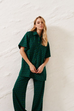 Брюки и рубашка летний трикотаж геометрический принт ANNETE A4118/2 - фото 2