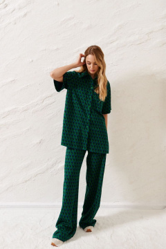 Брюки и рубашка летний трикотаж геометрический принт ANNETE A4118/2 - фото 1