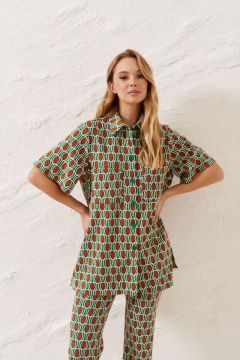 Летний комплект брюки и рубашка из трикотажа с принтом ANNETE A4130/1 - фото 3