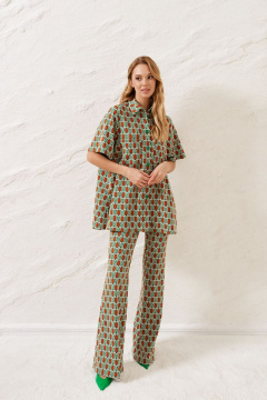 Летний комплект брюки и рубашка из трикотажа с принтом ANNETE A4130/1 - фото 1