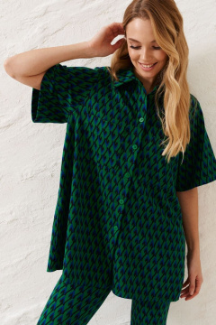 Летний комплект брюки и рубашка из трикотажа с принтом ANNETE A4130/2 - фото 3