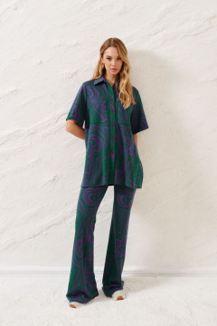 Летний комплект брюки и туника из трикотажа с принтом ANNETE A4130 - фото 5