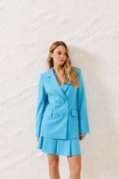 Голубой полуприлегающий жакет из насыщенного полотна лето ANNETE A5145/1 - фото 5