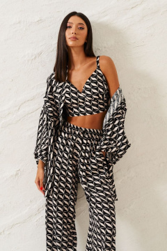 Летний укороченный топ из геометрической вискозы ANNETE A689 - фото 2