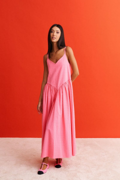 Розовый сарафан с регулируемыми бретелями и свободным низом ANNETE A3331 - фото 1