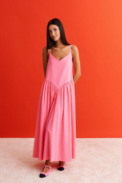Розовый сарафан с регулируемыми бретелями и свободным низом ANNETE A3331 - фото 3