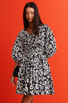 Яркое платье из хлопка с цветочным принтом и воротником ANNETE A3348 - фото 1