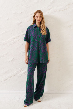 Брюки и рубашка летний трикотаж плавные линии свободный крой ANNETE A4118 - фото 1