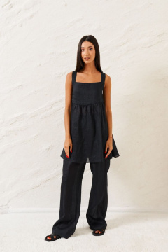 Черный комплект из брюк и туники из легкого полотна ANNETE A4129 - фото 2