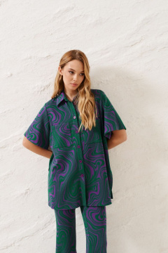 Летний комплект брюки и туника из трикотажа с принтом ANNETE A4130 - фото 3