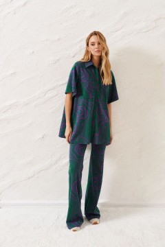 Летний комплект брюки и туника из трикотажа с принтом ANNETE A4130 - фото 1