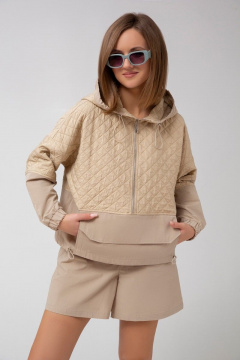 Бежевые хлопковые шорты с молнией и карманами Mixan 3032 - фото 2