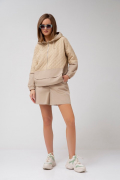 Бежевые хлопковые шорты с молнией и карманами Mixan 3032 - фото 1