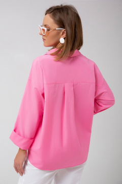 Базовая розовая блуза свободного силуэта из хлопка Mixan 2043/1 - фото 2