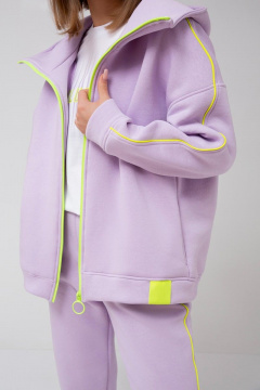 Фиолетовый костюм из трикотажа с карманами и рефлективным кантом Mixan 4031/1 - фото 2