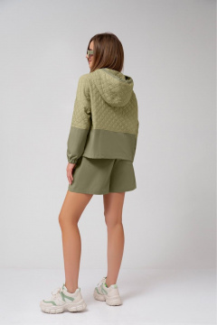 Зеленые хлопковые шорты с карманами и резинкой Mixan 3032/1 - фото 3