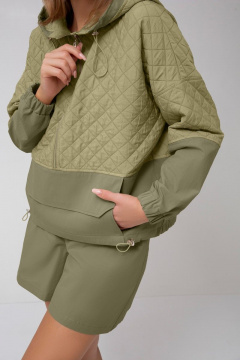 Зеленые хлопковые шорты с карманами и резинкой Mixan 3032/1 - фото 2